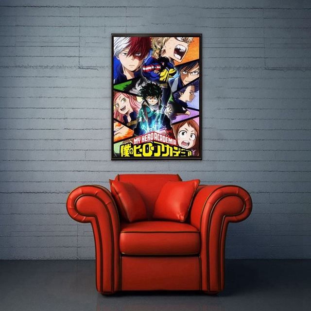Plakat dekoracyjny rama Anime Akademia Bohaterów postać ozdobny obraz ścienny do sypialni - Wianko - 34