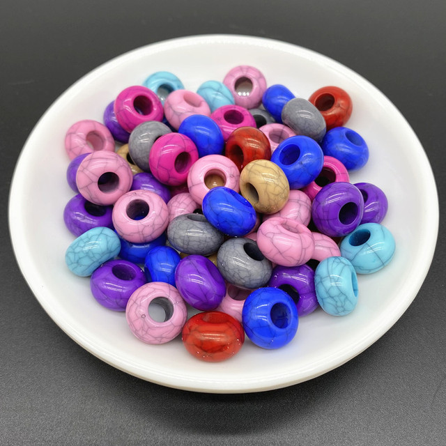 Akrylowe luźne koraliki przekładki - 20 sztuk mieszane kolory, 15x9mm, duże otwory - do tworzenia biżuterii - Wianko - 4