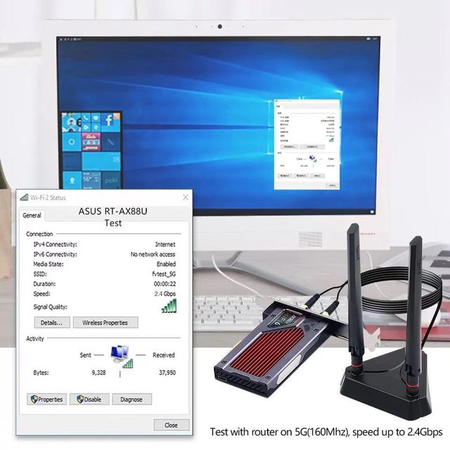 Karta sieciowa Fenvi WiFi 6e Intel AX210 PCIe - Bluetooth 5.2 - Dostęp do sieci bezprzewodowej - 2.4G/5G/6GHz - RGB - Wianko - 5