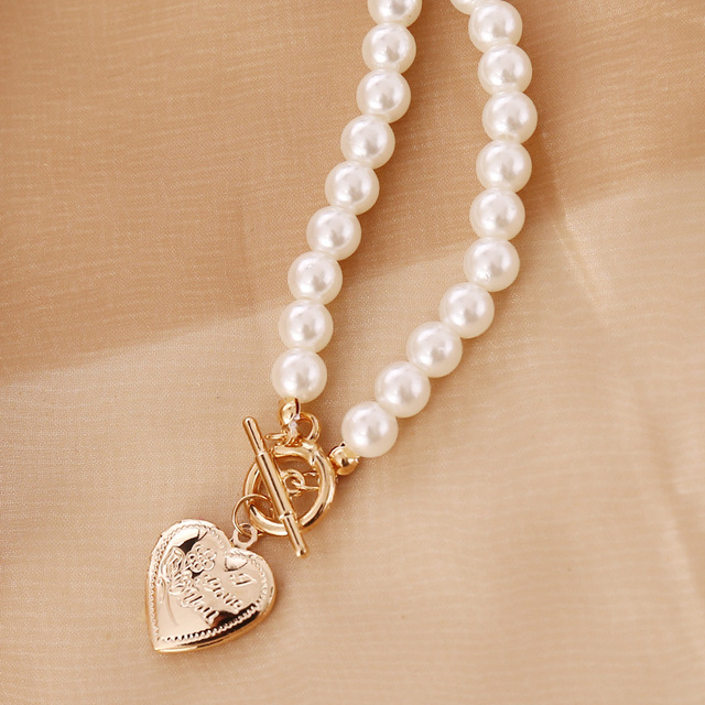 Naszyjnik z wisiorkiem DIEZI imitacja pereł, łańcuszek do obojczyka, serce, biżuteria moda, damskie, oświadczenie party - Wianko - 4