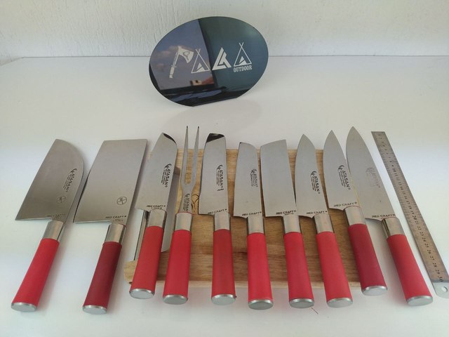 Noż kuchenny ATASAN Red Craft Cleaver, ręcznie wykonany z wysokiej jakości stali nierdzewnej, idealny do steków - Wianko - 4