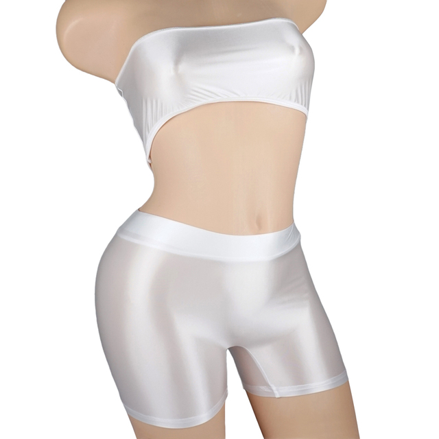 Nowoczesna bielizna damskiego stroju kąpielowego - błyszczące szorty z wysoką elastycznością oraz rajstopy rowerowe - Wianko - 14