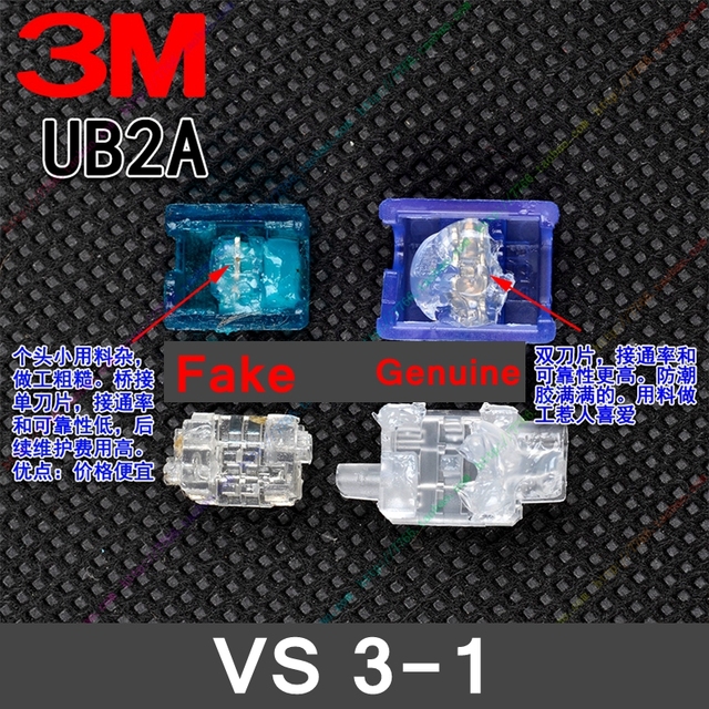 Złącze samoprzylepne 3M Scotchlok UB2A K4, 100% oryginał, 20 sztuk/partia, dla 2 przewodów 19-26AWG (0.9-0.4mm), max. średnica zewnętrzna 0.082 cala - Wianko - 15