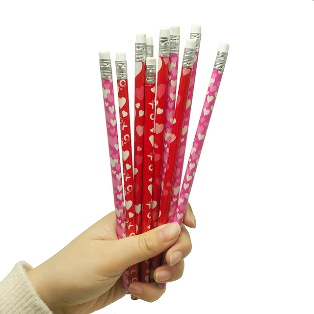 Ołówek walentynkowy różowy z motywem serca - zestaw 5/10 sztuk, idealny dla uczniów i miłośników piśmiennej przyjemności - Wianko - 4