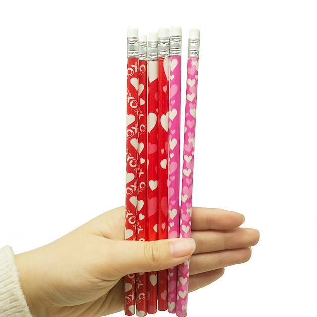 Ołówek walentynkowy różowy z motywem serca - zestaw 5/10 sztuk, idealny dla uczniów i miłośników piśmiennej przyjemności - Wianko - 5