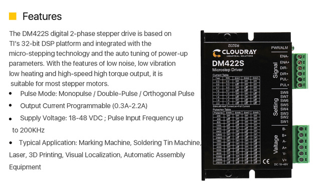 Sterownik silnika DM422S do silnika krokowego 42 Nema17 - napięcie zasilania 18-48VDC, prąd wyjściowy 0.3-2.2A - Wianko - 1