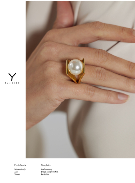 Elegancki pierścionek naśladujący perełki z nowej kolekcji Yhpup, wykonany ze stali nierdzewnej - Wianko - 3