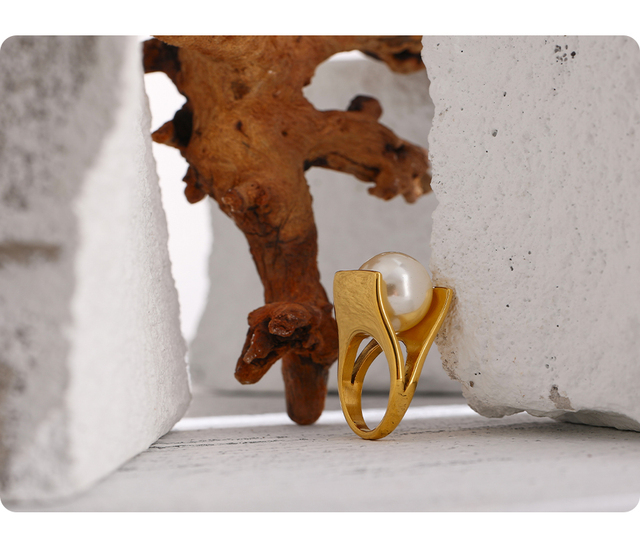 Elegancki pierścionek naśladujący perełki z nowej kolekcji Yhpup, wykonany ze stali nierdzewnej - Wianko - 9