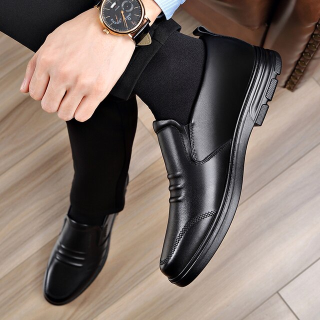 Skórzane męskie buty comfort czarne, skóra bydlęca, nieformalne - Wianko - 18