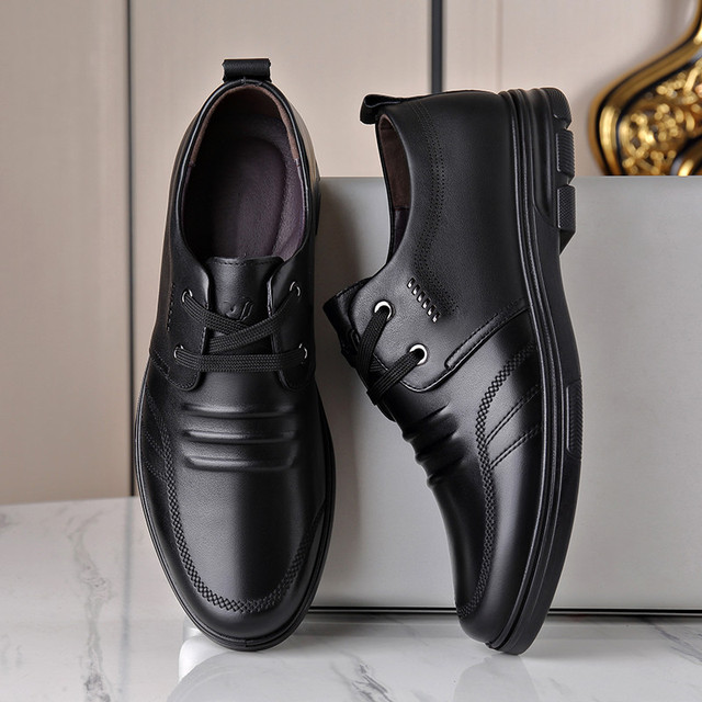 Skórzane męskie buty comfort czarne, skóra bydlęca, nieformalne - Wianko - 28