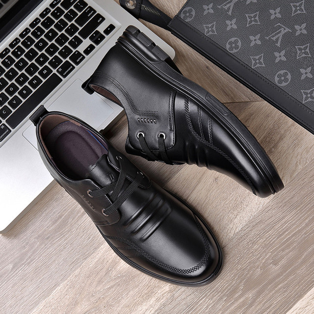 Skórzane męskie buty comfort czarne, skóra bydlęca, nieformalne - Wianko - 29