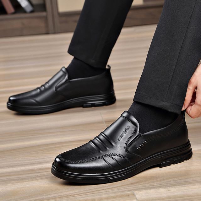 Skórzane męskie buty comfort czarne, skóra bydlęca, nieformalne - Wianko - 16