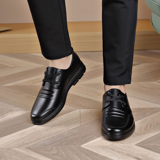 Skórzane męskie buty comfort czarne, skóra bydlęca, nieformalne - Wianko - 33