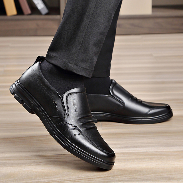Skórzane męskie buty comfort czarne, skóra bydlęca, nieformalne - Wianko - 15