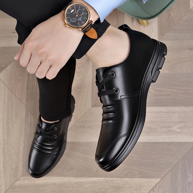 Skórzane męskie buty comfort czarne, skóra bydlęca, nieformalne - Wianko - 31