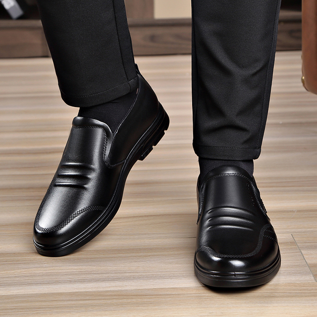 Skórzane męskie buty comfort czarne, skóra bydlęca, nieformalne - Wianko - 17
