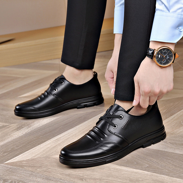 Skórzane męskie buty comfort czarne, skóra bydlęca, nieformalne - Wianko - 34
