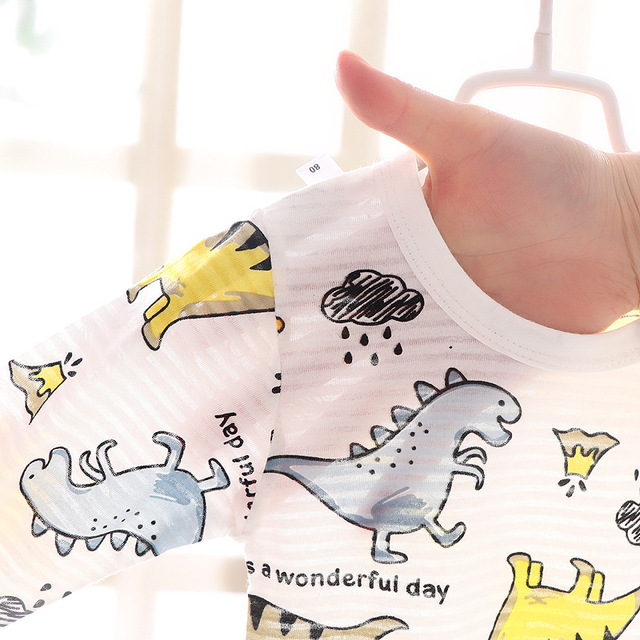 Letnia bawełniana piżama dla dzieci 1-9 lat, dziewczyny i chłopcy, motyw dinozaurów - Wianko - 12