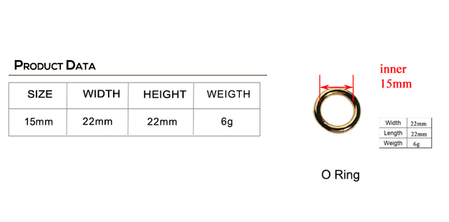 Metalowy o-ring żółty 15mm do torebki, nie spawany, złoty - Wianko - 5