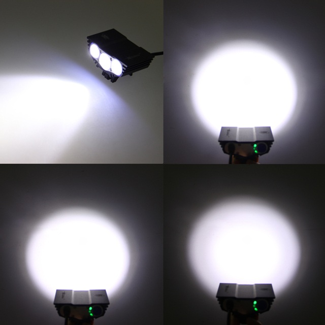 Oświetlenie rowerowe LED 4 tryby, 1500 Lm, z 3 koralikami do lampy z przodu, akcesoria do lamp rowerowych z baterią 6400mAh - Wianko - 3