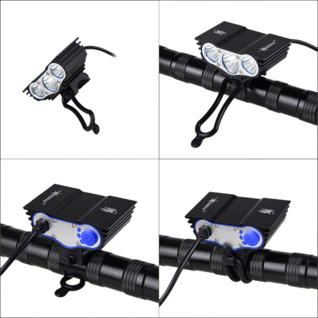 Oświetlenie rowerowe LED 4 tryby, 1500 Lm, z 3 koralikami do lampy z przodu, akcesoria do lamp rowerowych z baterią 6400mAh - Wianko - 4