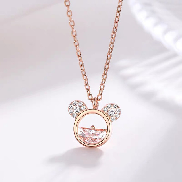 Naszyjnik Mickey dla kobiet z kryształami - luksusowy, prosty łańcuszek o uroku - Wianko - 4
