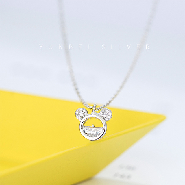 Naszyjnik Mickey dla kobiet z kryształami - luksusowy, prosty łańcuszek o uroku - Wianko - 6
