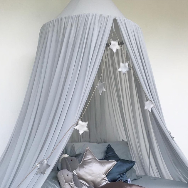 Skandynawski baldachim dla dzieci w kształcie moskitiery na namiot kopułowy - pościel z szyfonu - Wianko - 23