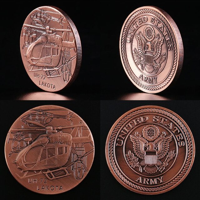 Moneta Lecota UH72 – wojskowa pamiątka francusko-amerykańska z odznaką wilka – kolekcjonerska wyzwań wojennych - Wianko - 1