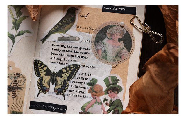 Naklejki Scrapbooking z 60 sztukami naturalnych roślin, kwiatów i zwierząt - Wianko - 25