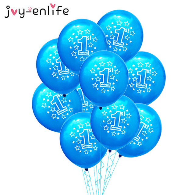 Niebieskie konfetti - balony urodzinowe 1st (10/15 sztuk) dla chłopca - dekoracje na Baby Shower i pierwszą rocznicę - Wianko - 5