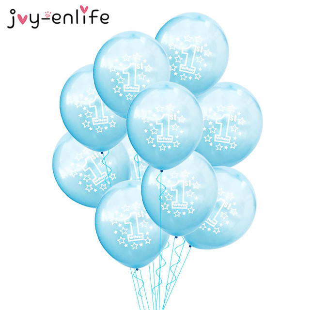 Niebieskie konfetti - balony urodzinowe 1st (10/15 sztuk) dla chłopca - dekoracje na Baby Shower i pierwszą rocznicę - Wianko - 6