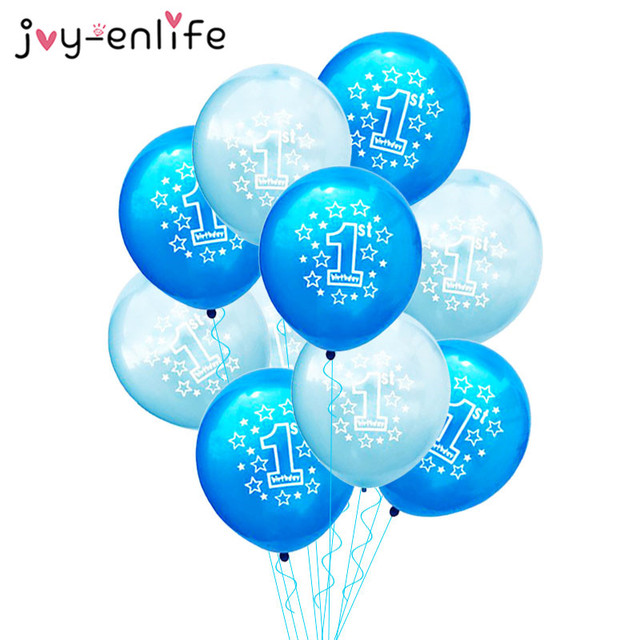 Niebieskie konfetti - balony urodzinowe 1st (10/15 sztuk) dla chłopca - dekoracje na Baby Shower i pierwszą rocznicę - Wianko - 4