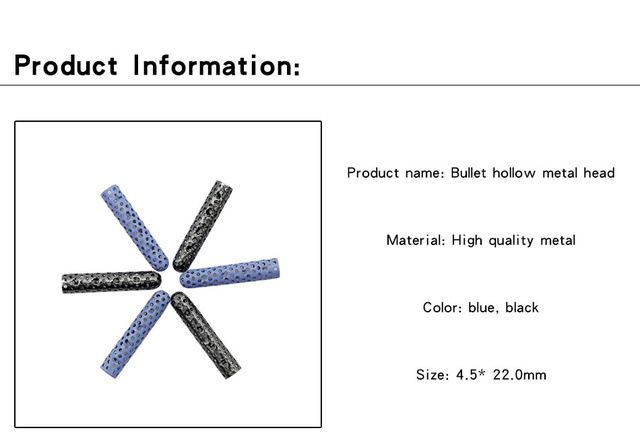 Puste metalowe końcówki do sznurowadła - 4*23mm, kolor royal blue, czarne - ozdoby do butów Aglet - Wianko - 4