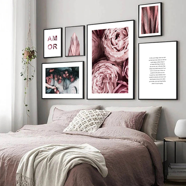 Róża o motywie miłosnym - plakat stylu skandynawskiego na płótnie do salonu - Wianko - 5