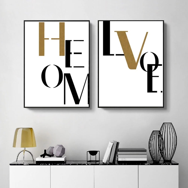 Abstrakcyjny obraz na płótnie Modern Love Home - plakat w stylu Nordic do salonu i dekoracji wnętrz - Wianko - 4