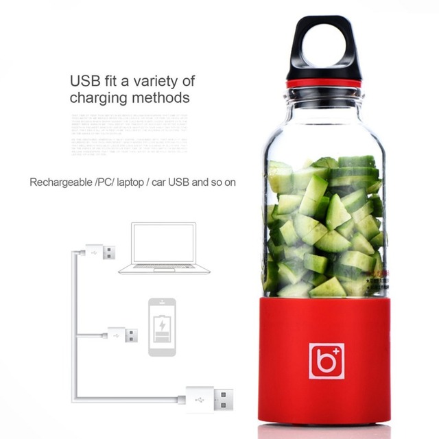 Elektryczna sokowirówka Blender do Smoothie o pojemności 500ml, z możliwością ładowania Mini USB, 4 ostrza, przenośna - Wianko - 3