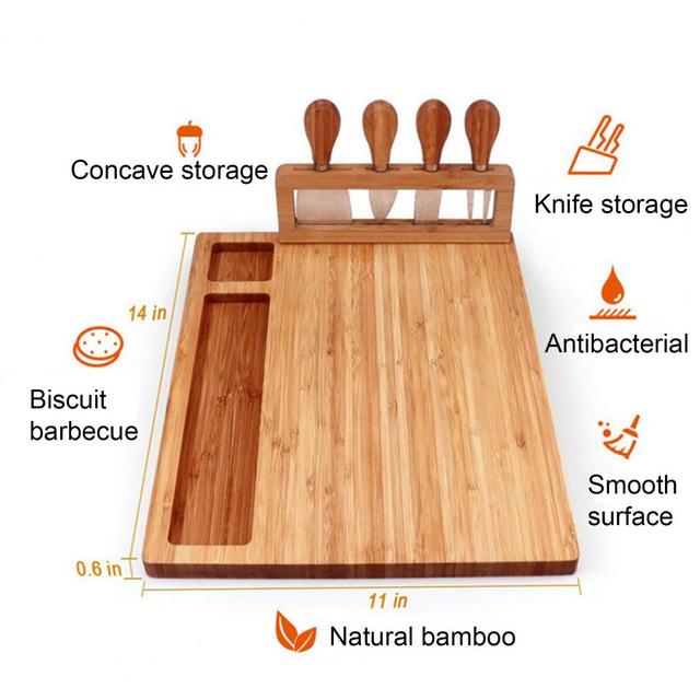 Bambusowa deska do krojenia sera z nożem, widełkami i łychą - deska do serów - Wianko - 12