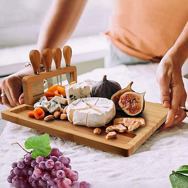 Bambusowa deska do krojenia sera z nożem, widełkami i łychą - deska do serów - Wianko - 13