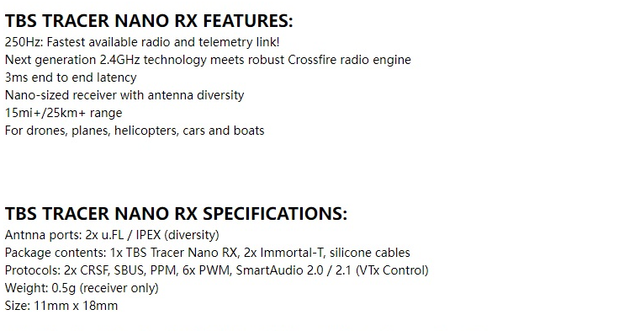 Odbiornik TBS TRACER NANO RX 2.4G - dla dronów, samolotów, śmigłowców, samochodów i łodzi - Wianko - 1