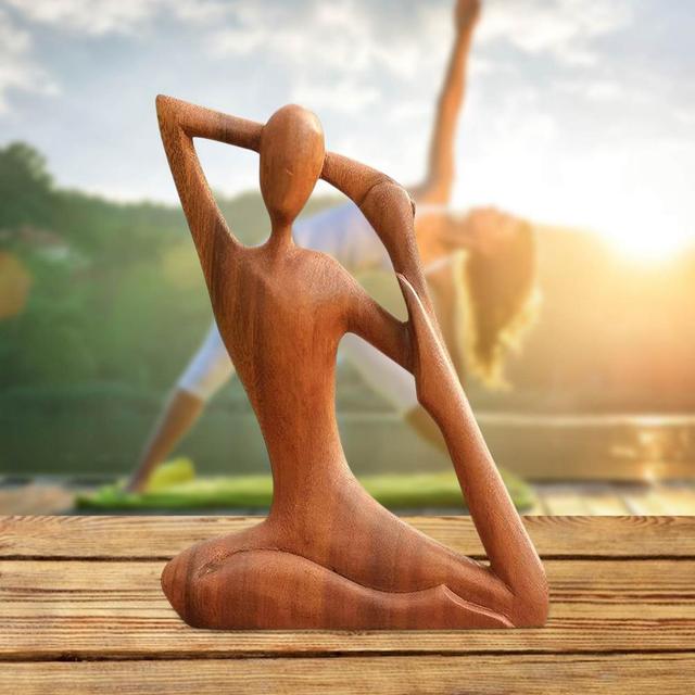 Ręcznie wykonana drewniana rzeźba do medytacji joga, idealna na salon, studio czy sypialnię - Wianko - 2