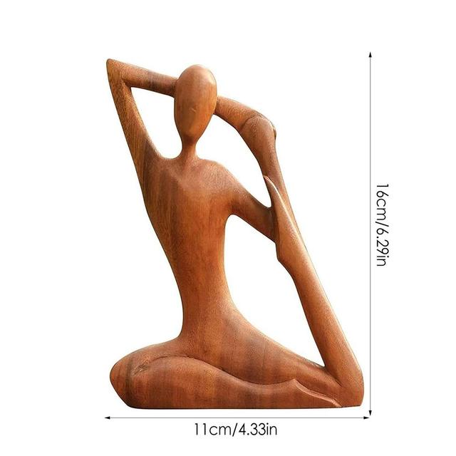 Ręcznie wykonana drewniana rzeźba do medytacji joga, idealna na salon, studio czy sypialnię - Wianko - 4