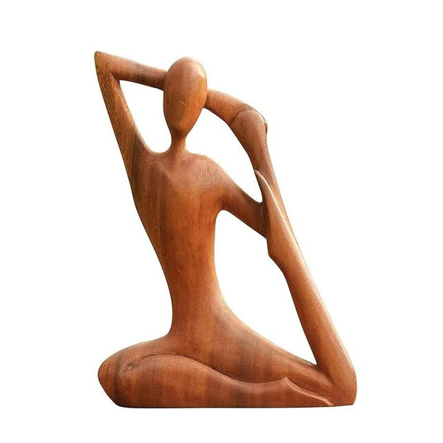 Ręcznie wykonana drewniana rzeźba do medytacji joga, idealna na salon, studio czy sypialnię - Wianko - 1