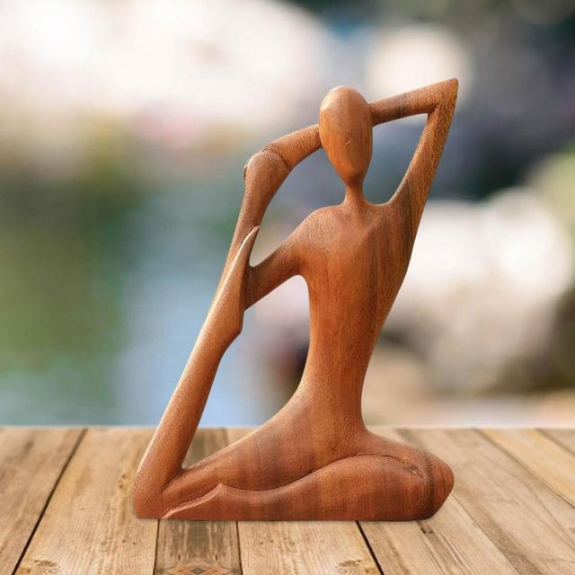 Ręcznie wykonana drewniana rzeźba do medytacji joga, idealna na salon, studio czy sypialnię - Wianko - 3