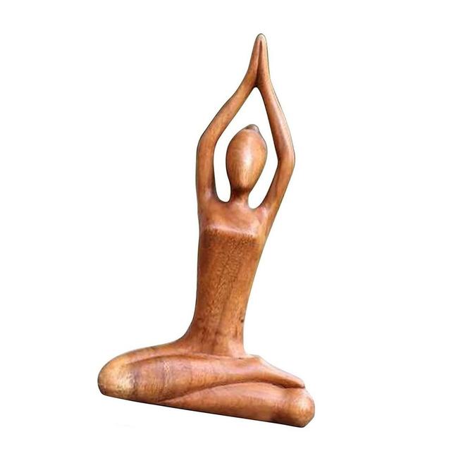 Ręcznie wykonana drewniana rzeźba do medytacji joga, idealna na salon, studio czy sypialnię - Wianko - 5