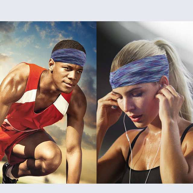 Opaska na głowę do sportów 2021 - opaska do biegania, fitnessu, jazdy na rowerze, siłowni, tenisa i jogi - szeroka i komfortowa - Wianko - 13