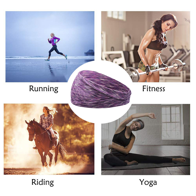 Opaska na głowę do sportów 2021 - opaska do biegania, fitnessu, jazdy na rowerze, siłowni, tenisa i jogi - szeroka i komfortowa - Wianko - 12