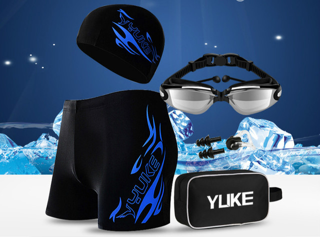 Męskie stroje kąpielowe 2020 z okularami, zatyczkami do uszu, zaciskiem na nos i figami kąpielówkami - Wianko - 1