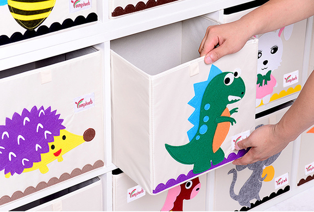 Szkatułka Cube z haftowanym wzorem kreskówkowych zwierzątek - organizer zabawek, materiałów biurowych i akcesoriów - Wianko - 7