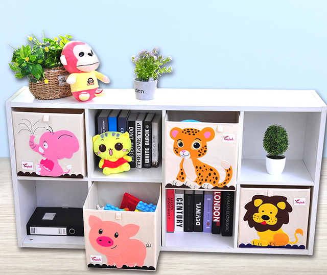 Szkatułka Cube z haftowanym wzorem kreskówkowych zwierzątek - organizer zabawek, materiałów biurowych i akcesoriów - Wianko - 4